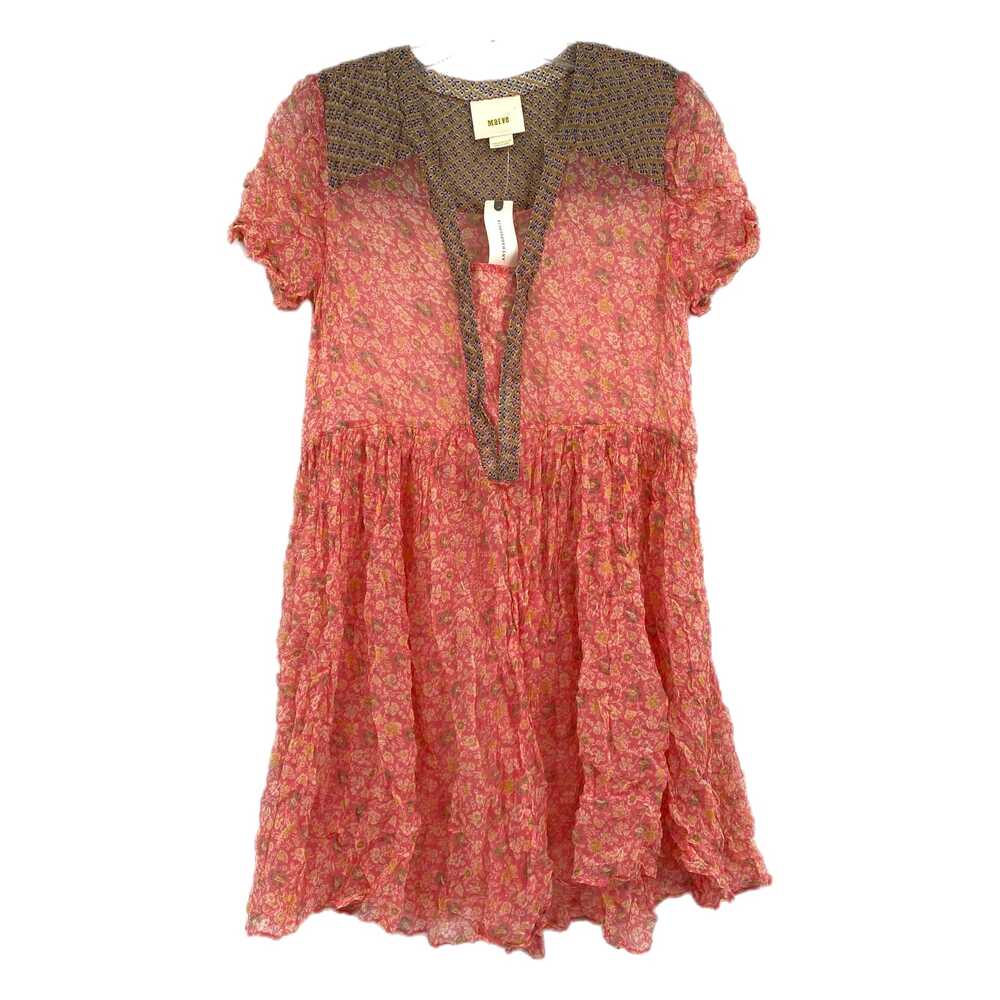 Maeve Pink Yellow Sheer Floral Babydoll Mini Dress | Womens 6
